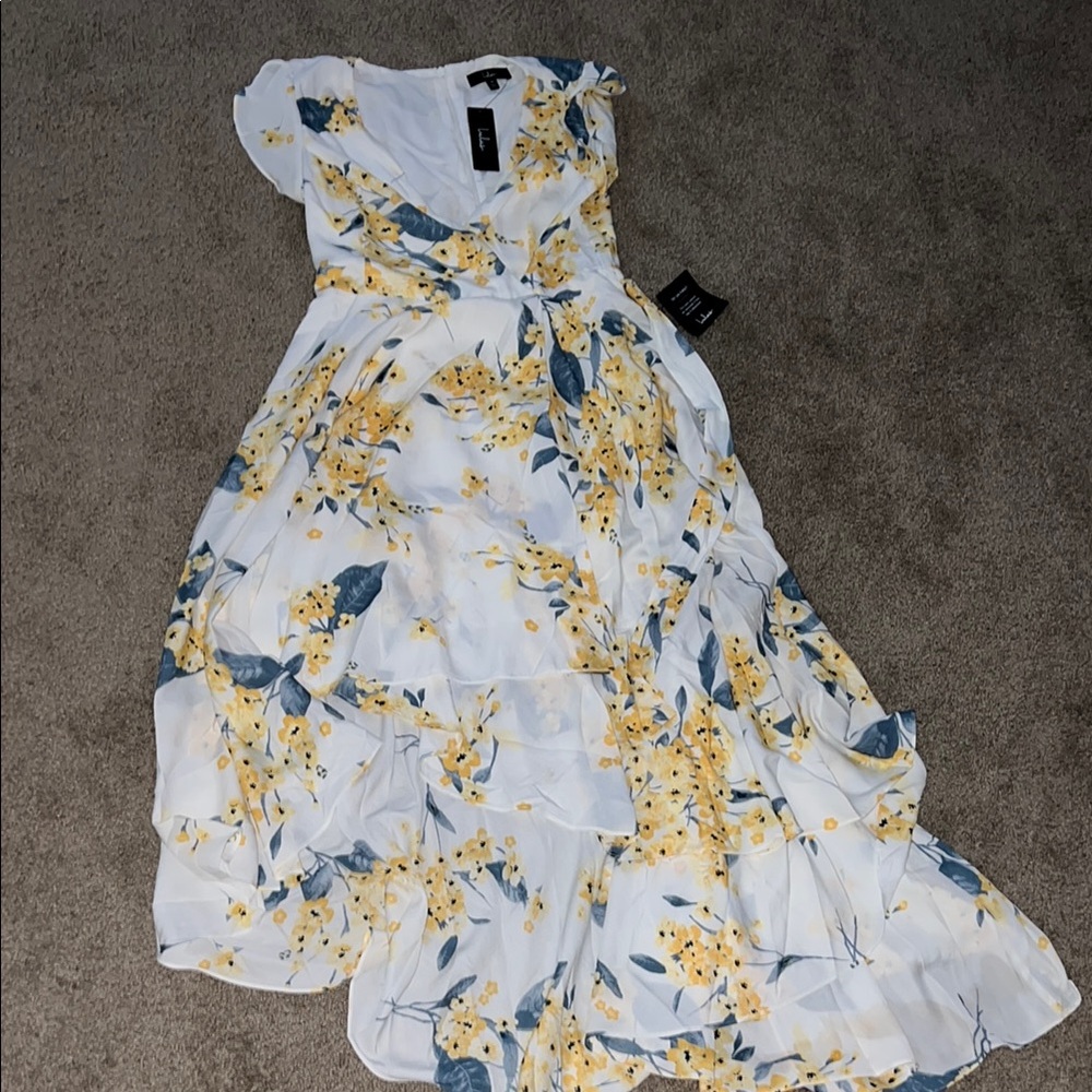 Floral White and Yellow Dress